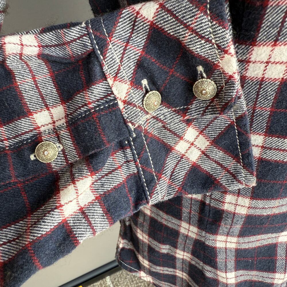 Grace in LA Embroidered Western shirt - Blue Plaid Boho Floral Cowgirl Size S - Picture 10 of 15